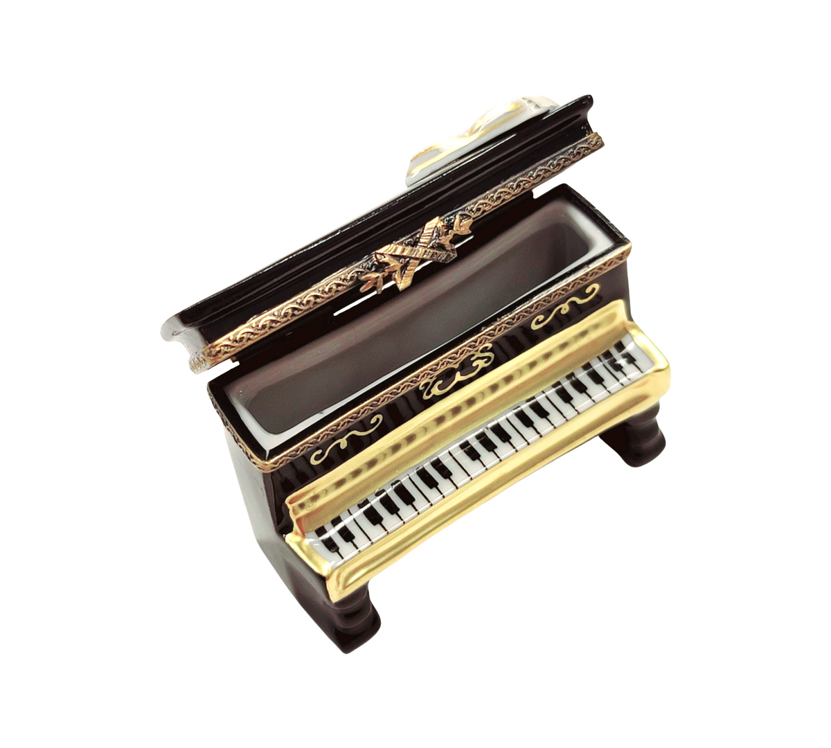 Upright Black Piano with Music Limoges Box for Collectors, view 2