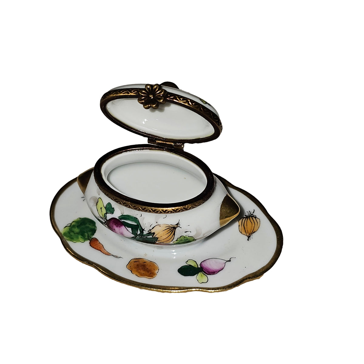 Soup Toureen Vegetables Limoges Box Figurine Collectible, view 2