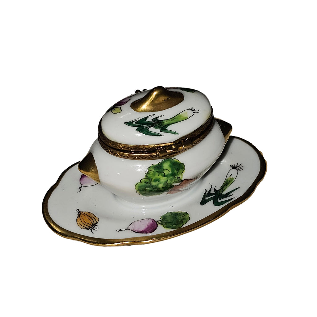 Soup Toureen Vegetables Limoges Box Figurine Collectible, view 3