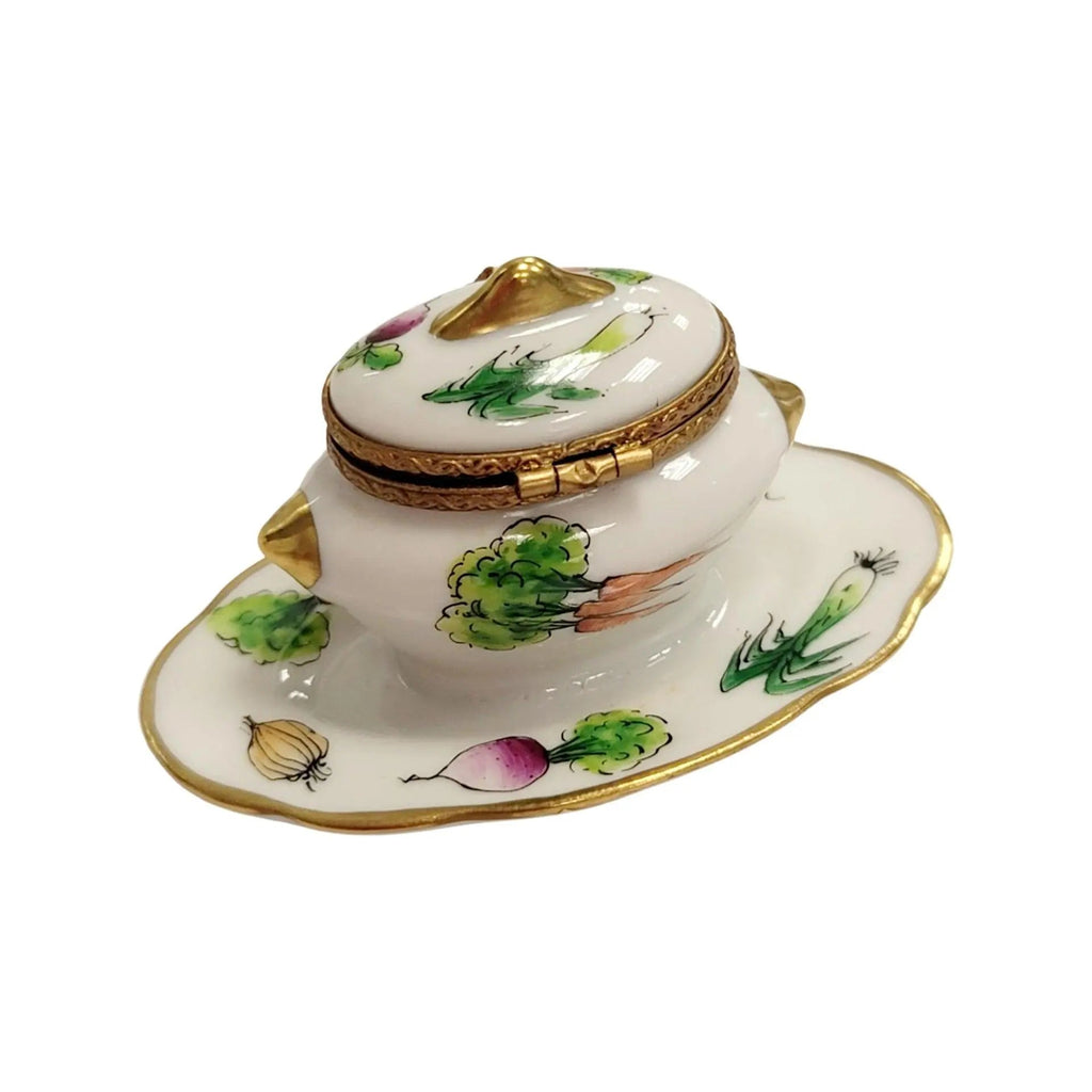 Soup Toureen Vegetables Limoges Box Figurine Collectible, view 6