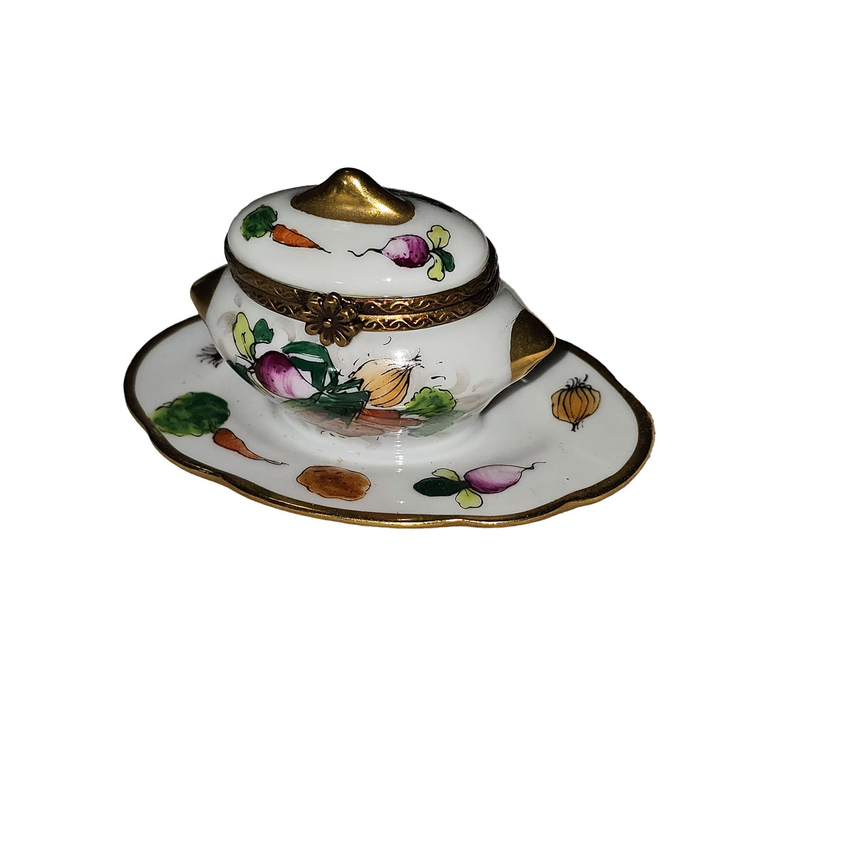 Soup Toureen Vegetables Limoges Box Figurine Collectible, a hand-painted Limoges porcelain gift