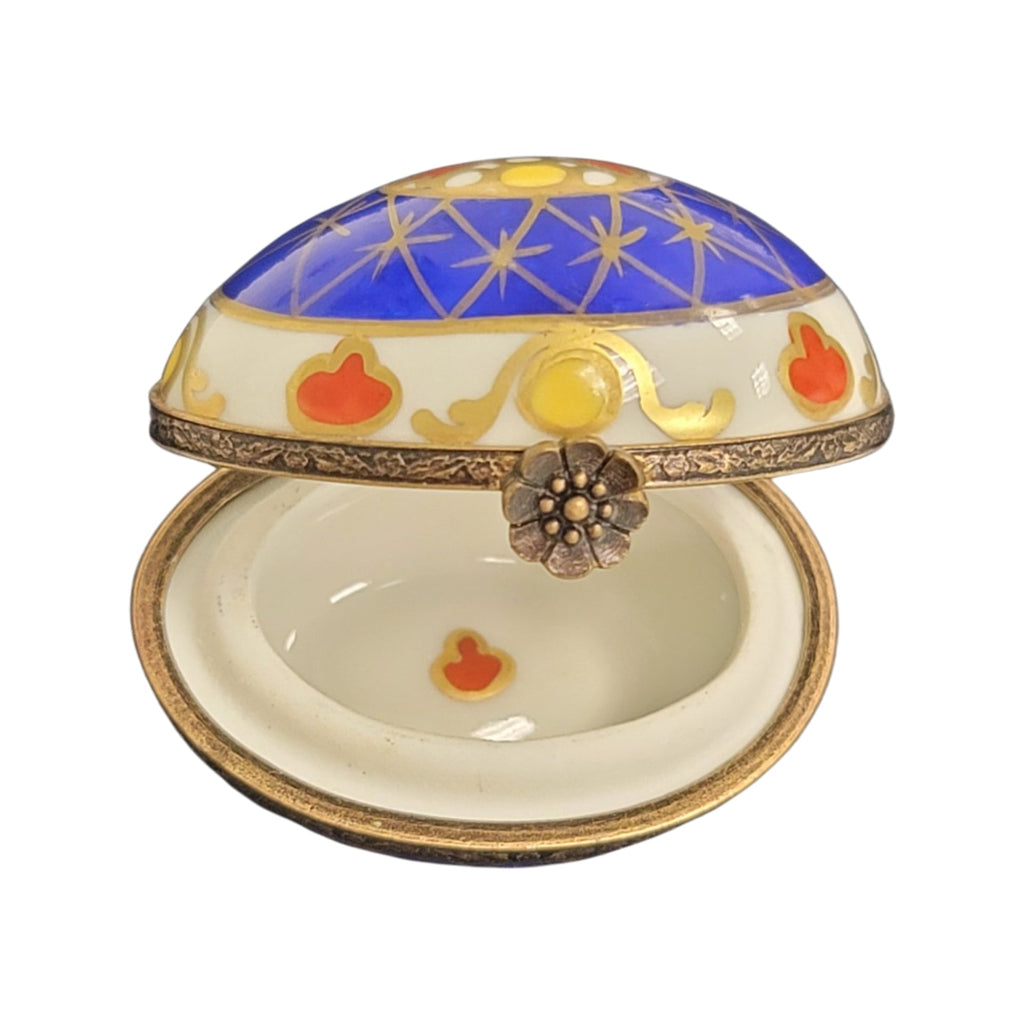 Blue Yellow Egg Limoges Porcelain Box, view 2