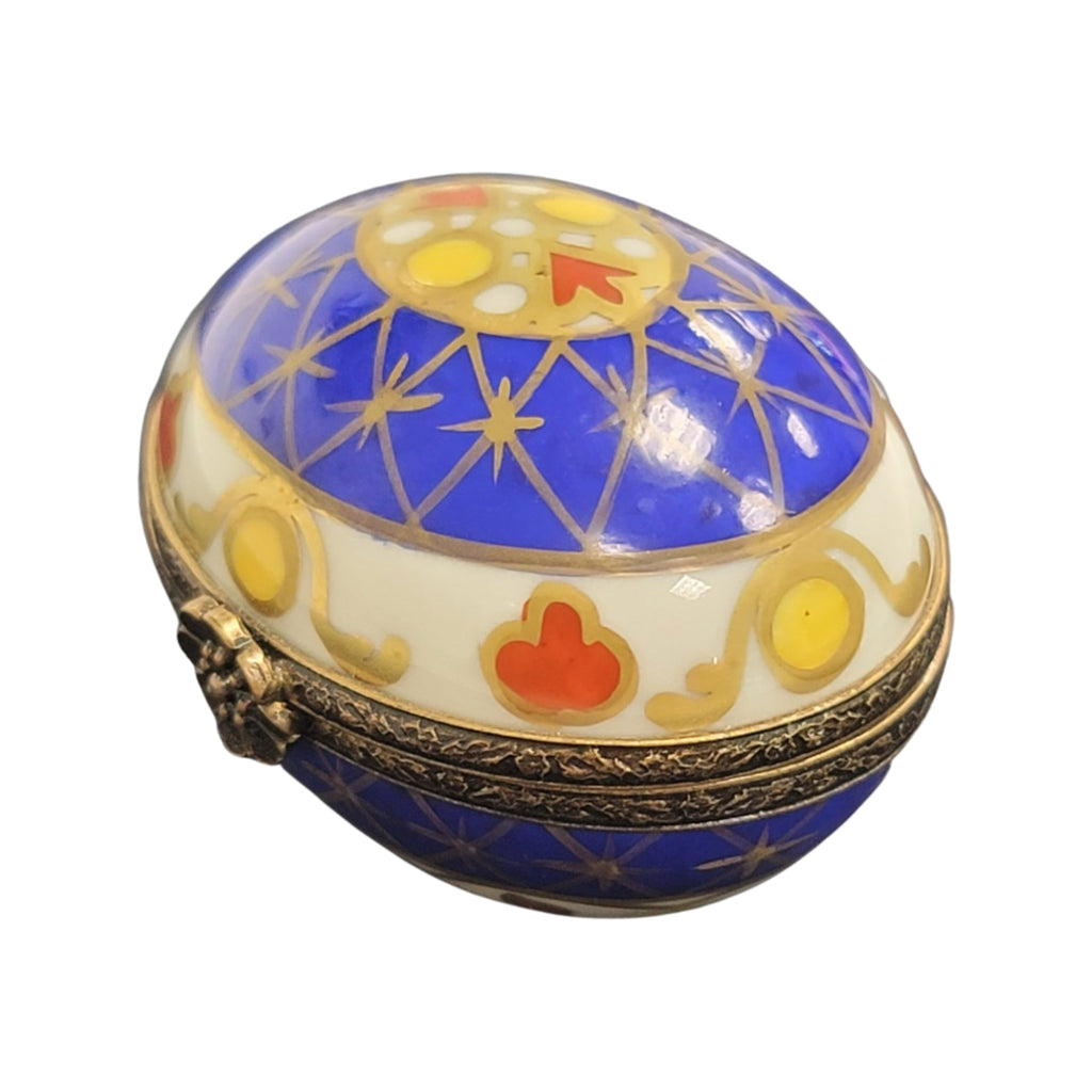 Blue Yellow Egg Limoges Porcelain Box, view 3