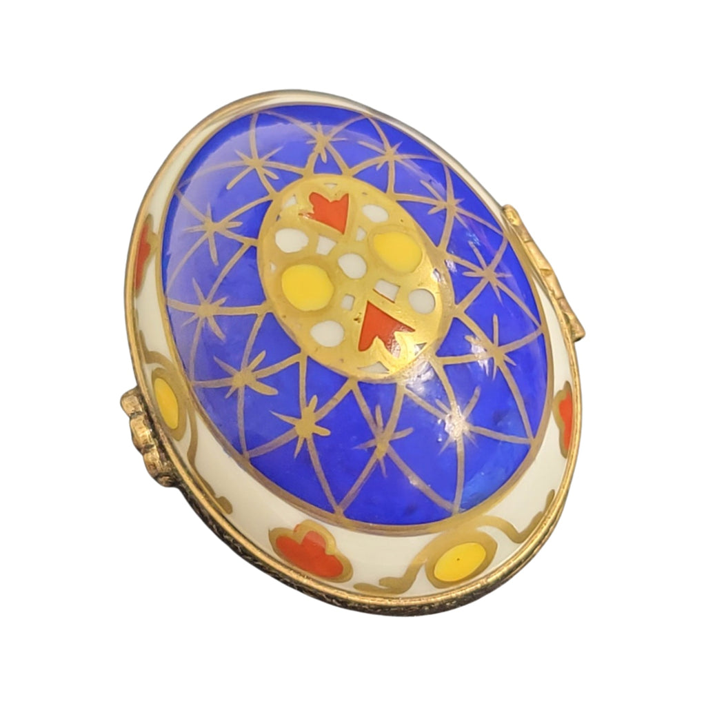 Blue Yellow Egg Limoges Porcelain Box, view 5