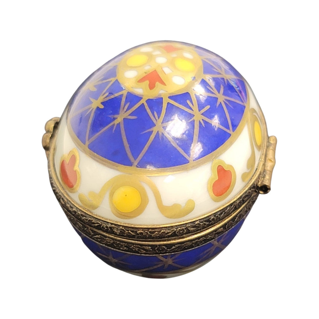 Blue Yellow Egg Limoges Porcelain Box, view 6