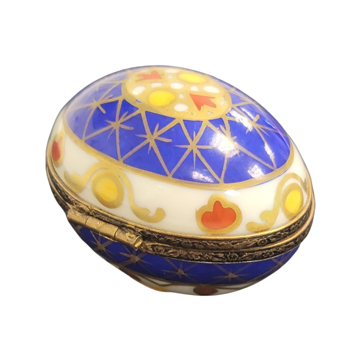 Blue Yellow Egg Limoges Porcelain Box, view 7
