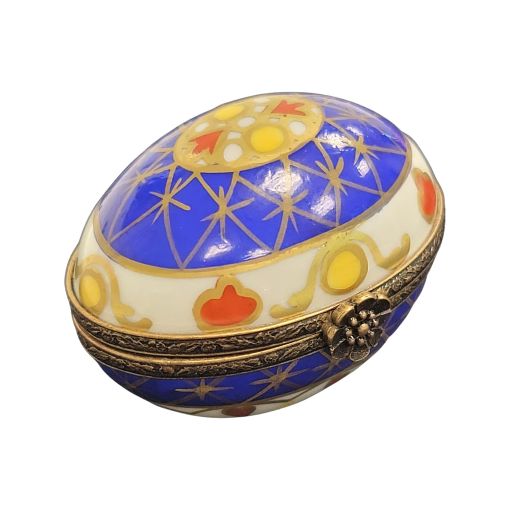 Blue Yellow Egg Limoges Porcelain Box, view 8