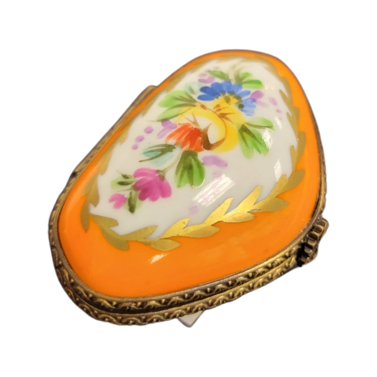 Orange Limoges Porcelain Box, view 3