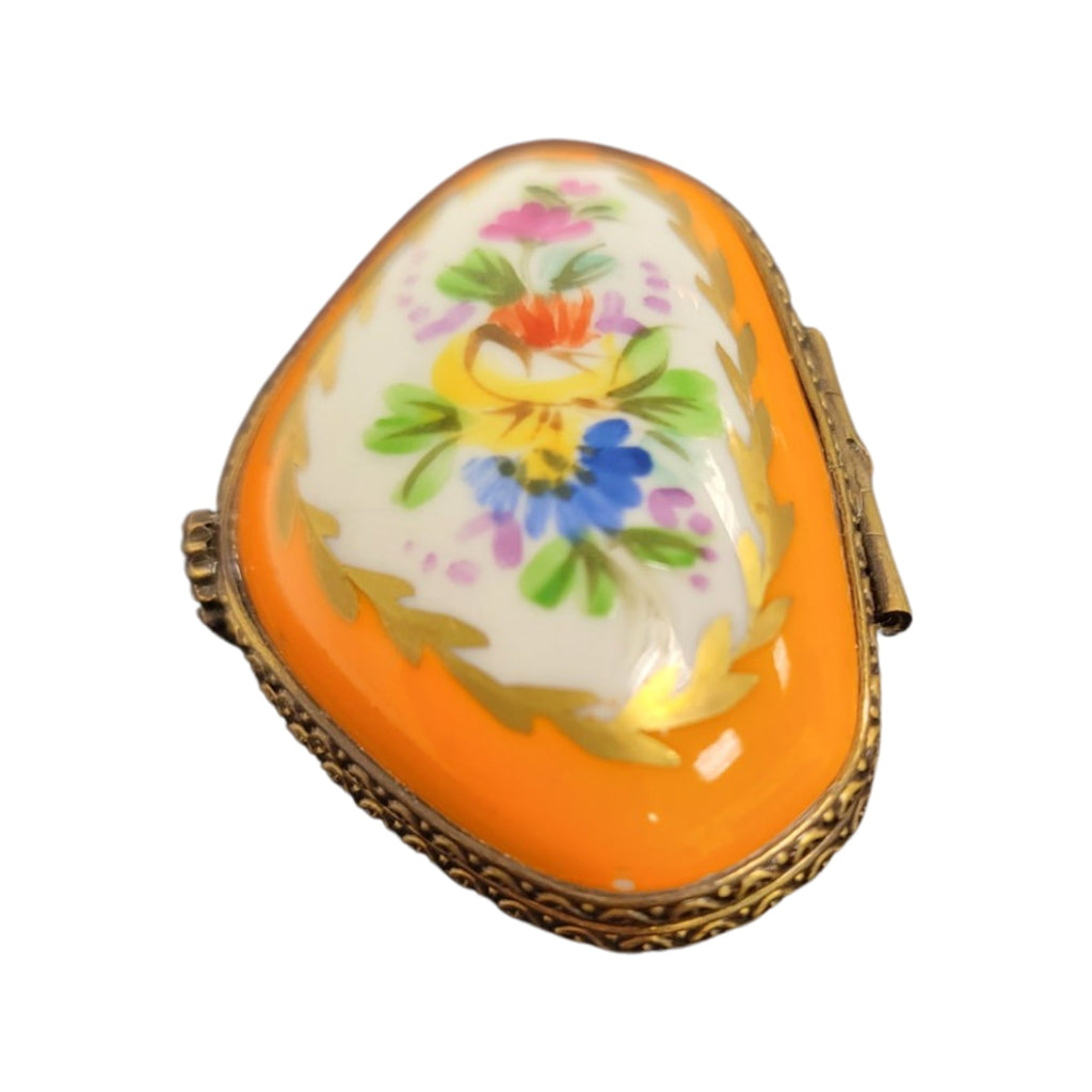 Orange Limoges Porcelain Box, view 5