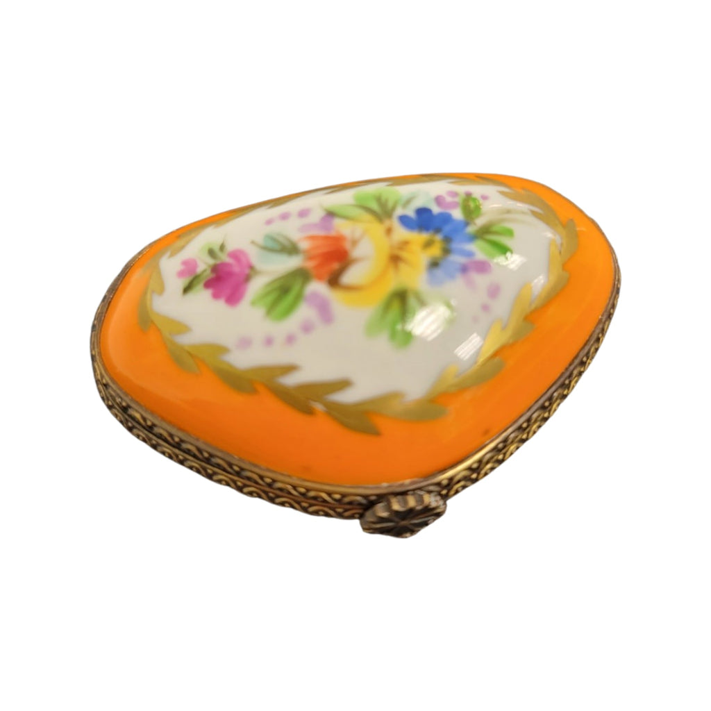Orange Limoges Porcelain Box, a hand-painted Limoges porcelain gift