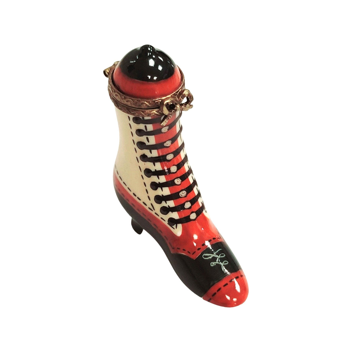 Victorian Boot Shoe Fashion Figurine, a hand-painted Limoges porcelain gift