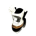 Limoges Boutique presents the White Black Striped Victorian Boot, a genuine Limoges box painted by hand in France