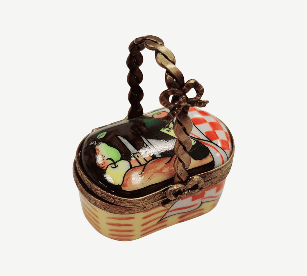 Small Vintage Picnic Basket Limoges Box, view 3