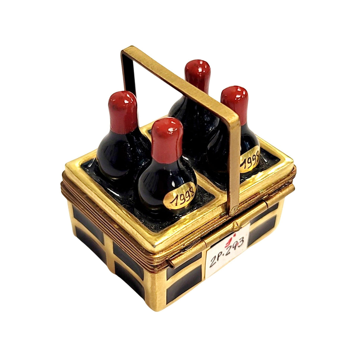 The painter's artistry shows on this 4 Bottles Wine 1998 in Basket Limoges box