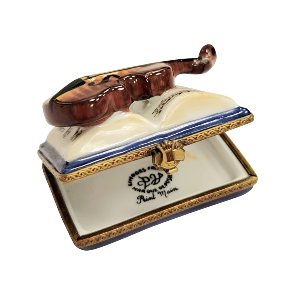 Violin on Book Limoges Box Figurine for Music Lovers, view 2