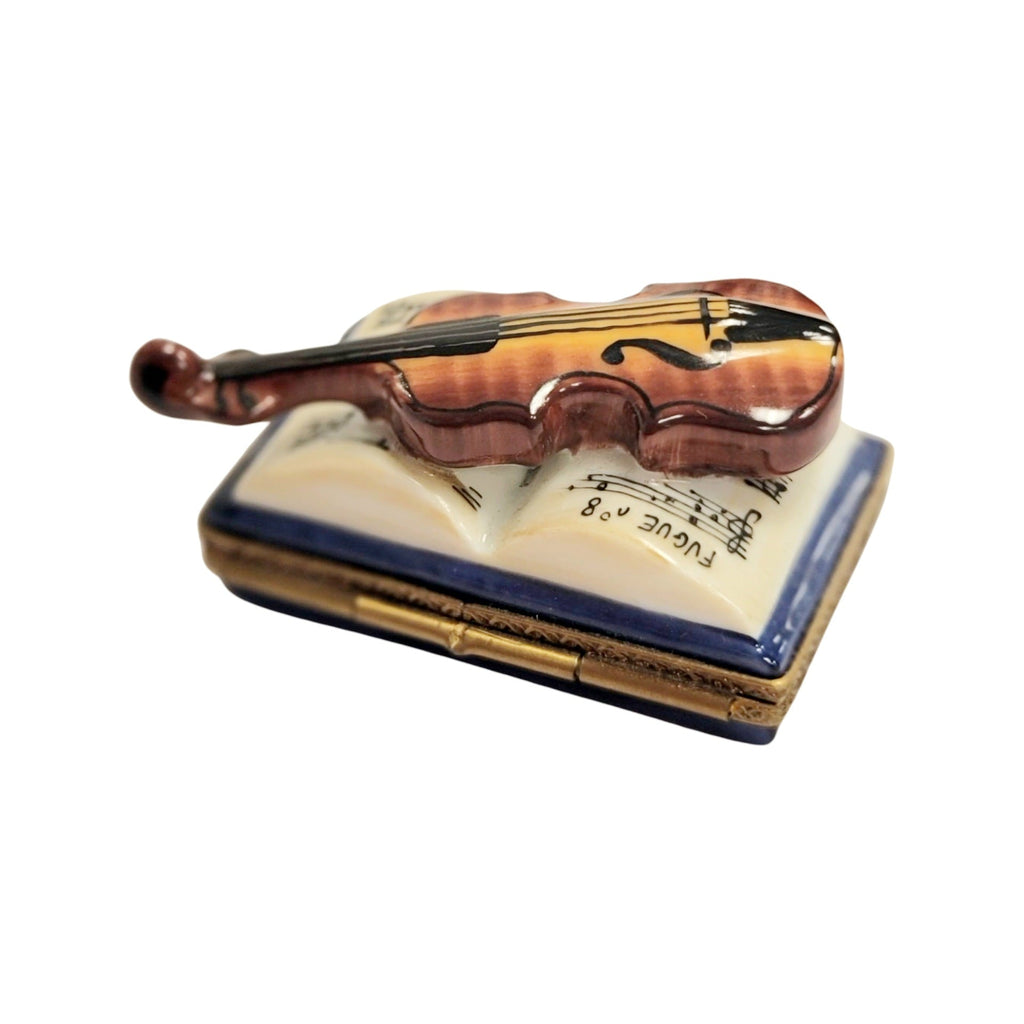 Violin on Book Limoges Box Figurine for Music Lovers, view 4