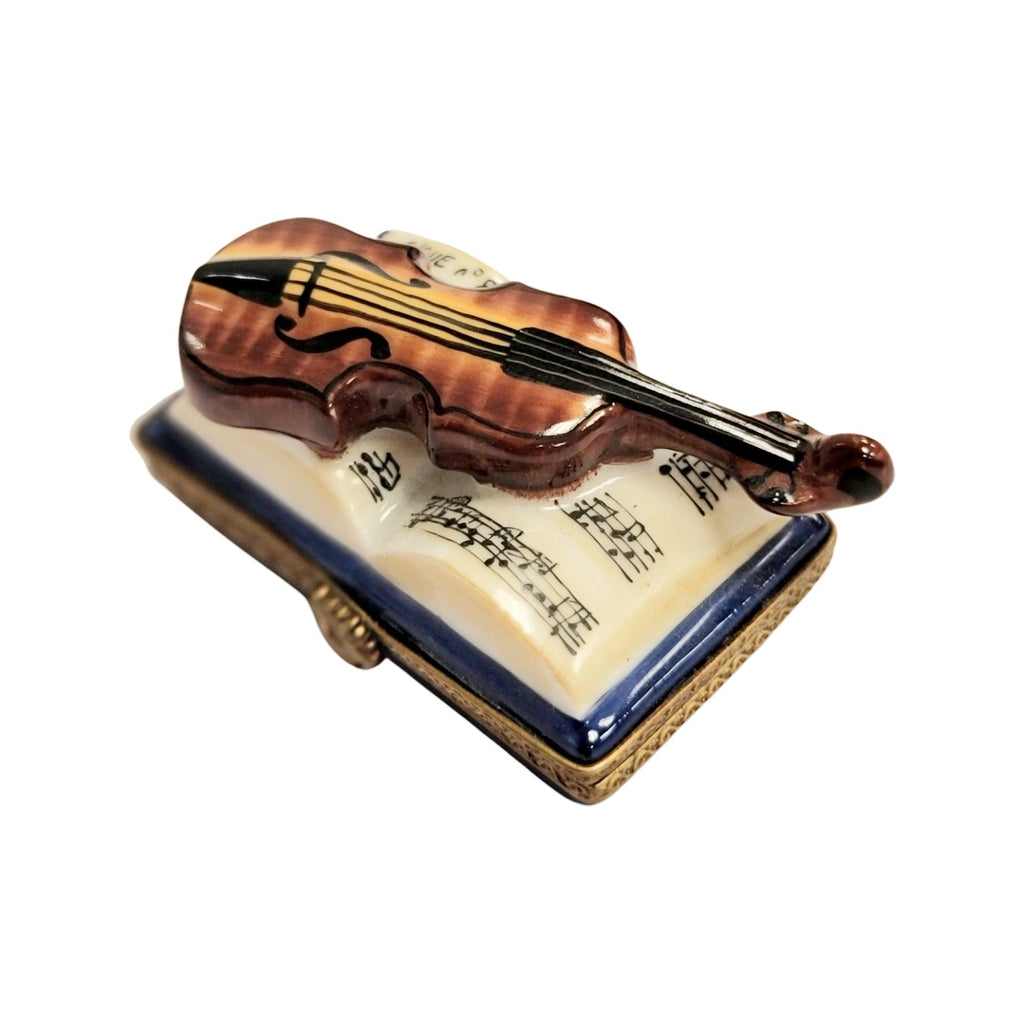 Violin on Book Limoges Box Figurine for Music Lovers, view 5