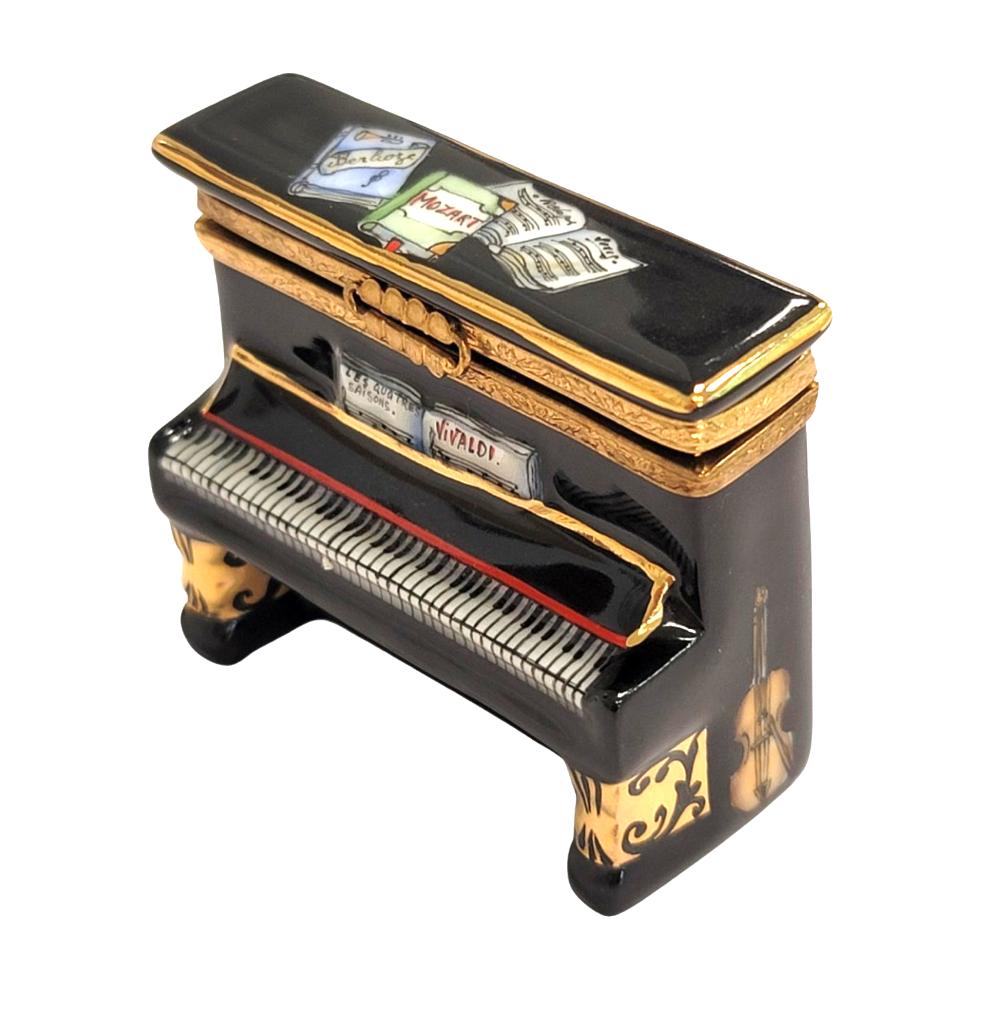 Black Upright Piano Vivaldi Limoges Box Figurine Limoges, view 3