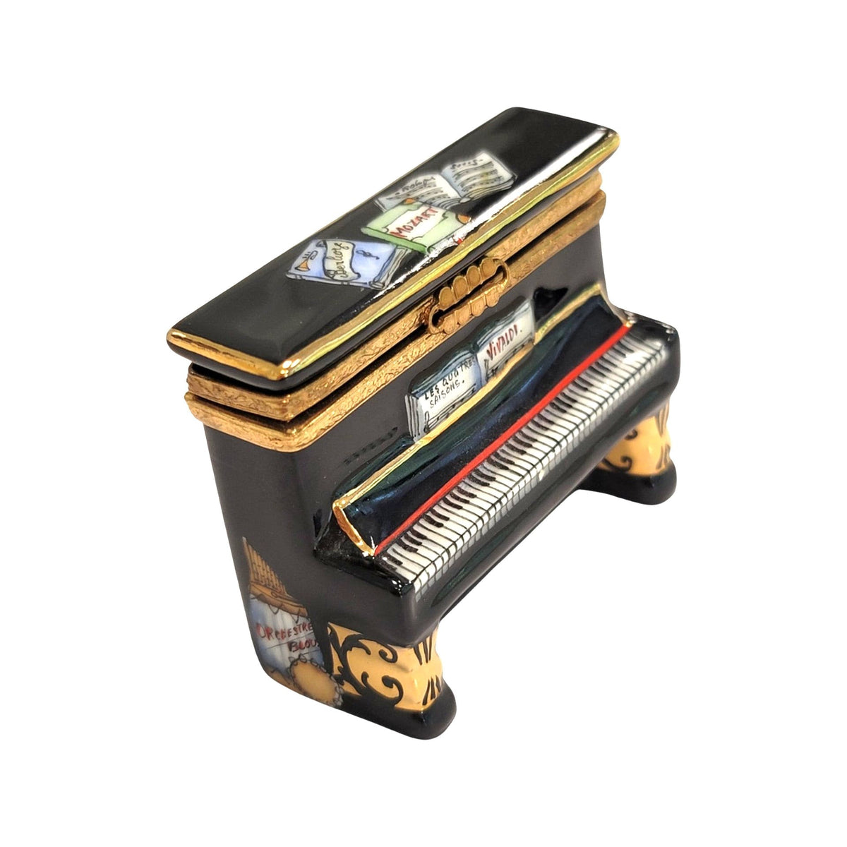 Black Upright Piano Vivaldi Limoges Box Figurine Limoges, view 6