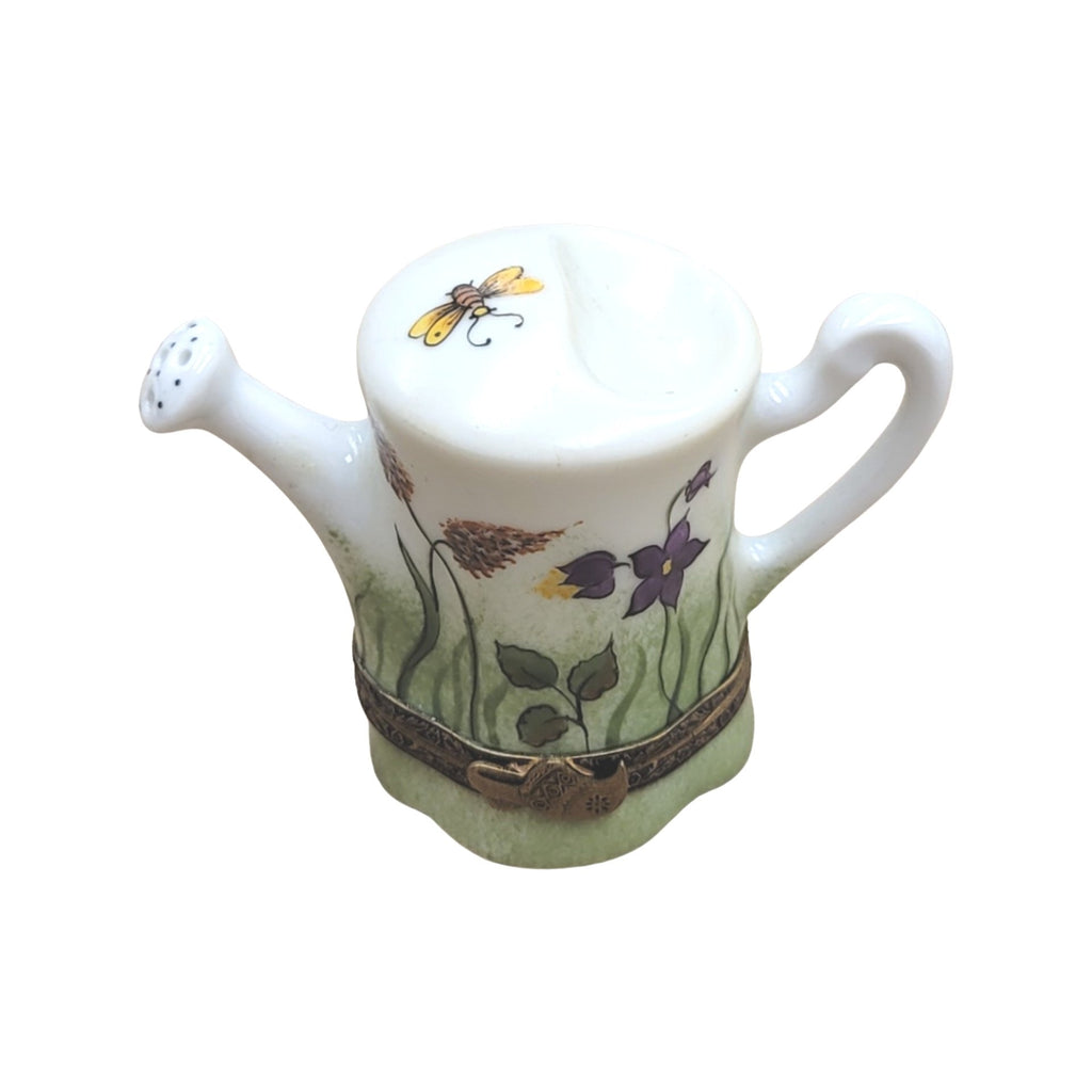 Watering Can Garden Bees Limoges Box, a hand-painted Limoges porcelain gift