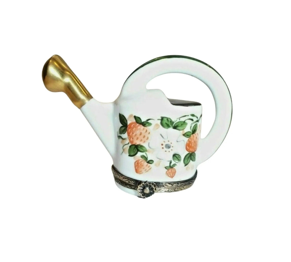 Watering Can With Strawberries Limoges box painted by hand in Limoges, France, a gift to treasure