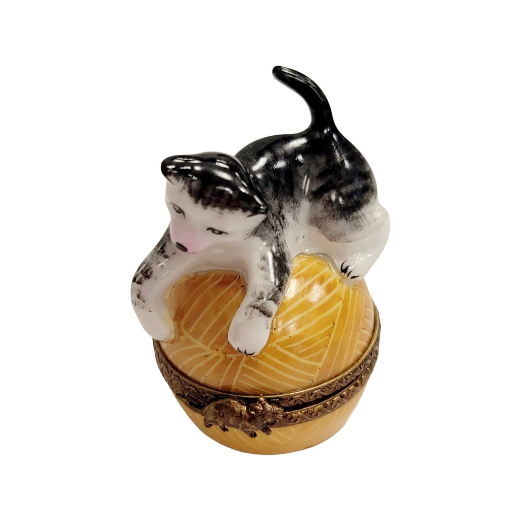 Cat on Yarn Limoges Figurine, view 6