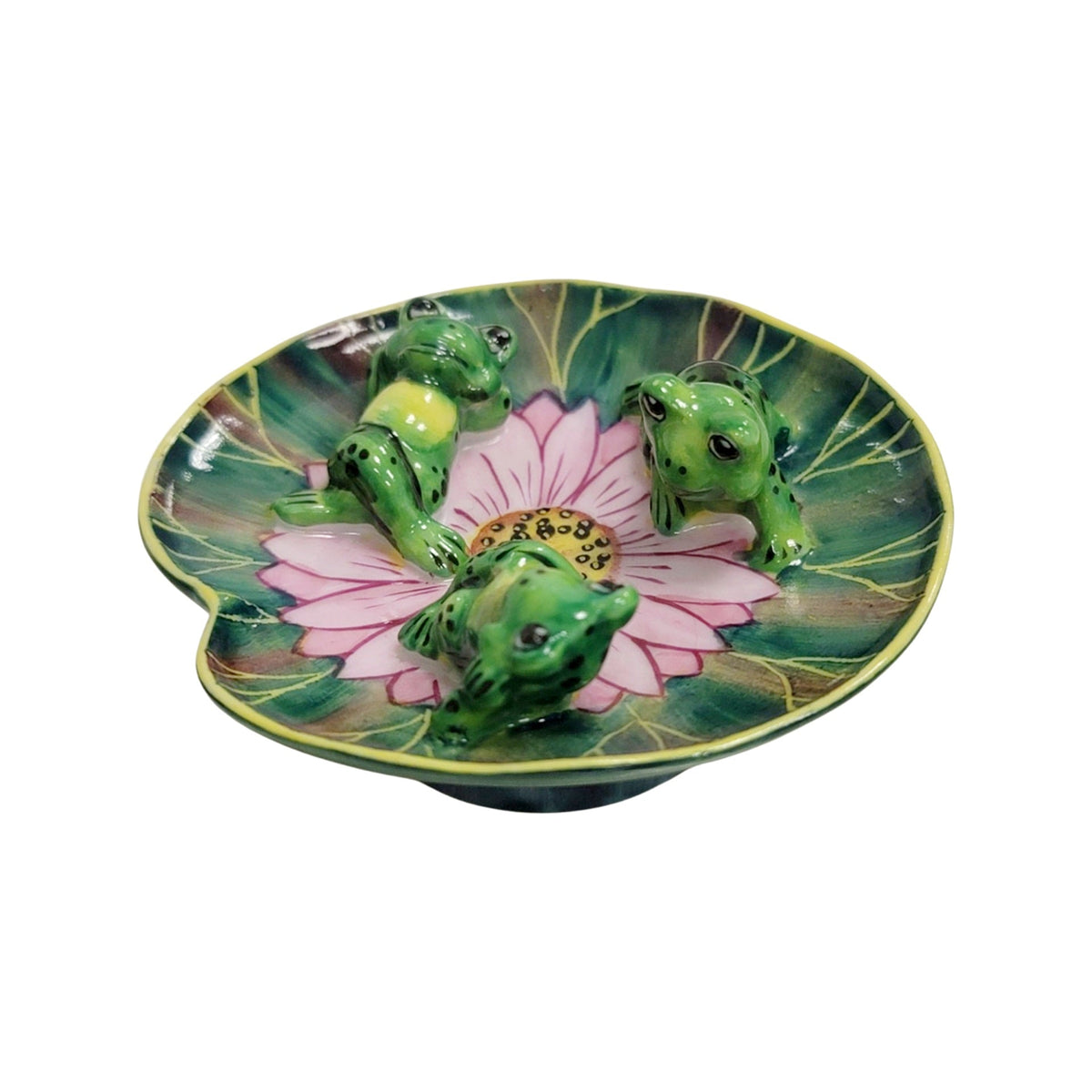 Genuine 3 Frogs Laying Lillypad Limoges box painted by hand in France, from Limoges Boutique