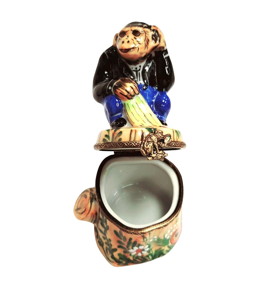 Monkey Blue Jeans on Stump Limoges Box, view 2