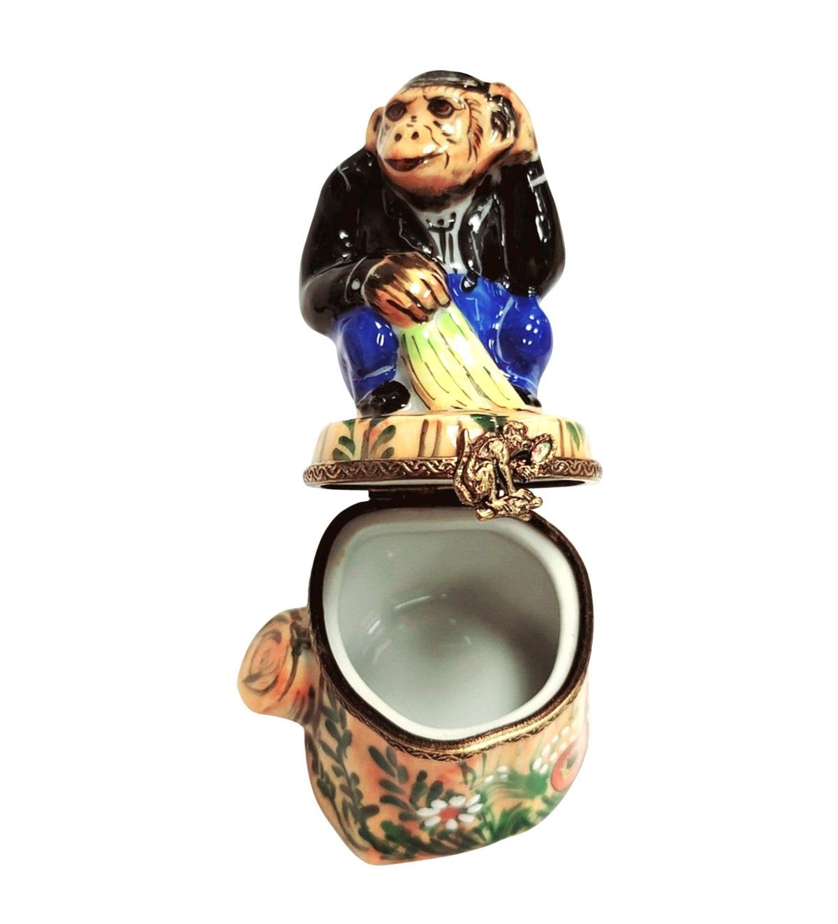 Monkey Blue Jeans on Stump Limoges Box, view 2