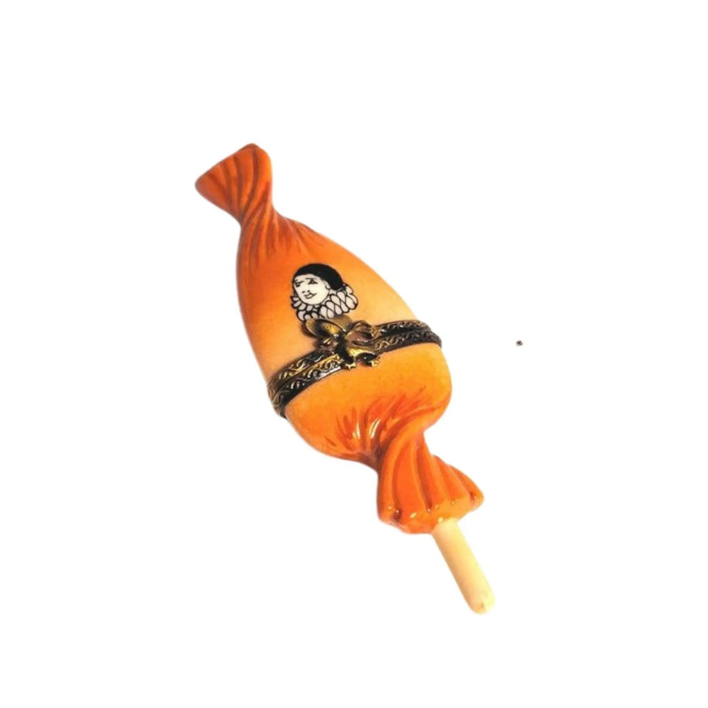 Limoges Boutique presents the Sweet Candy Lollipop Porcelin Orange Clown Wrapping