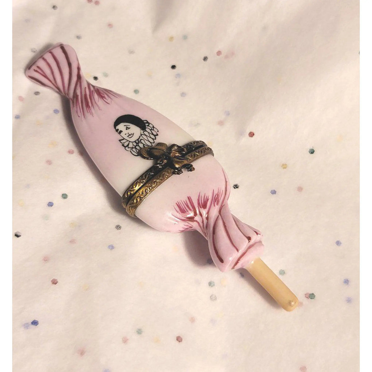 Sweet Candy Lollipop Porcelain Pink Clown Wrapping Box Limoges, view 3
