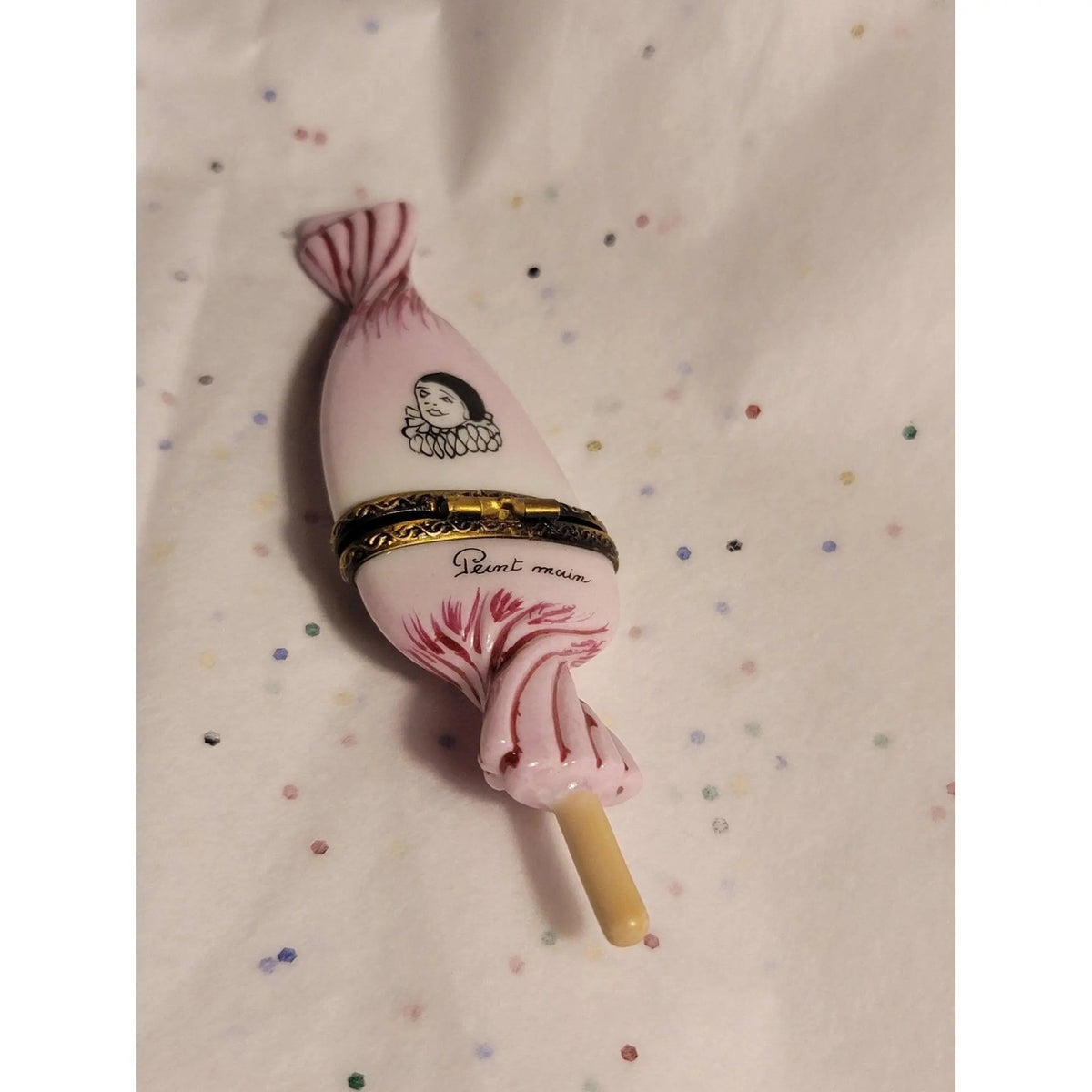 Sweet Candy Lollipop Porcelain Pink Clown Wrapping Box Limoges, view 4
