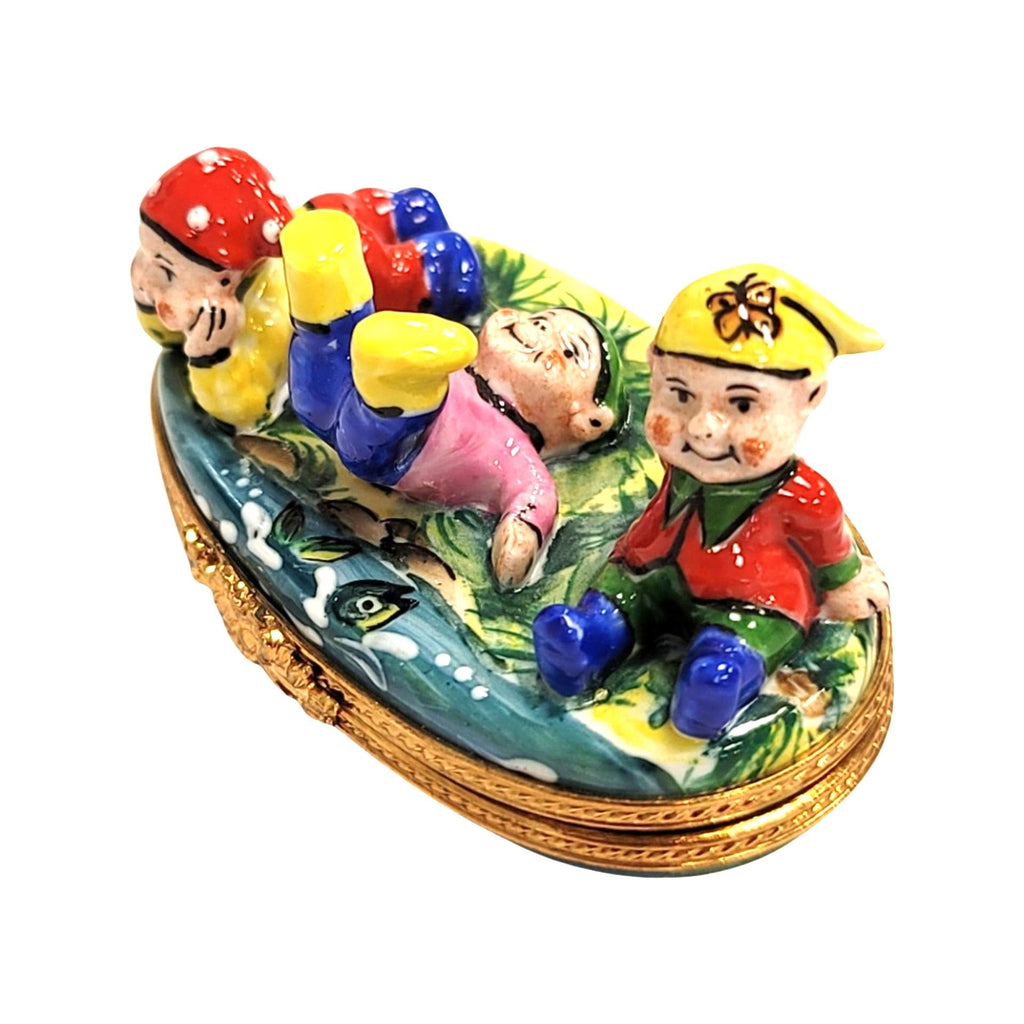 Three Dwarfs Limoges Porcelain Box, view 3
