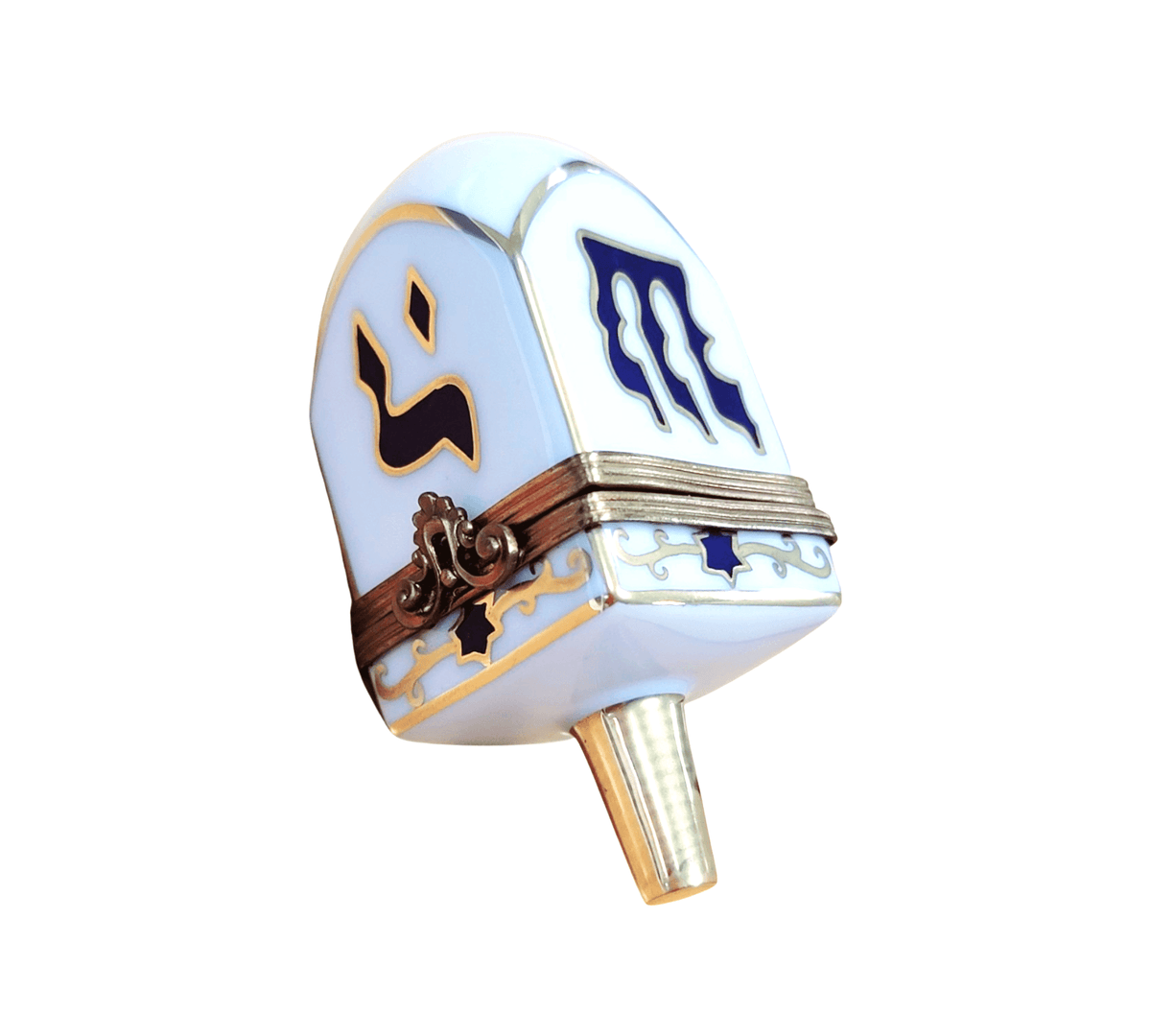 White Dreidel Limoges Box for Hanukkah Celebration, a hand-painted Limoges porcelain gift