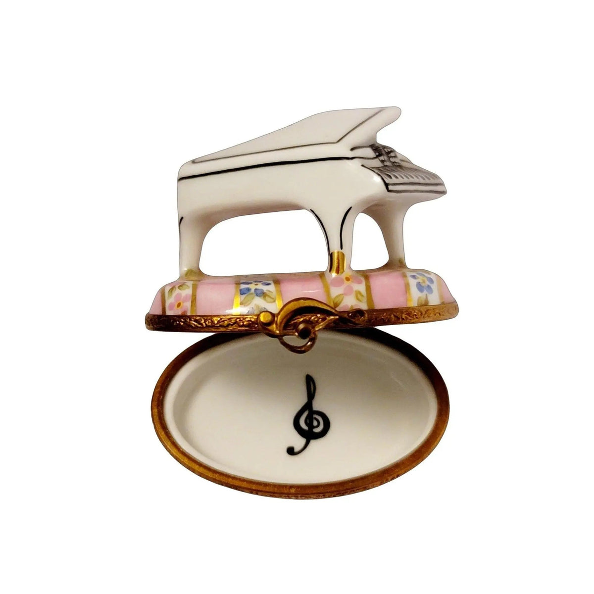 Hand-painted White Piano on Pink Limoges box, French artistry for lovers of fine art