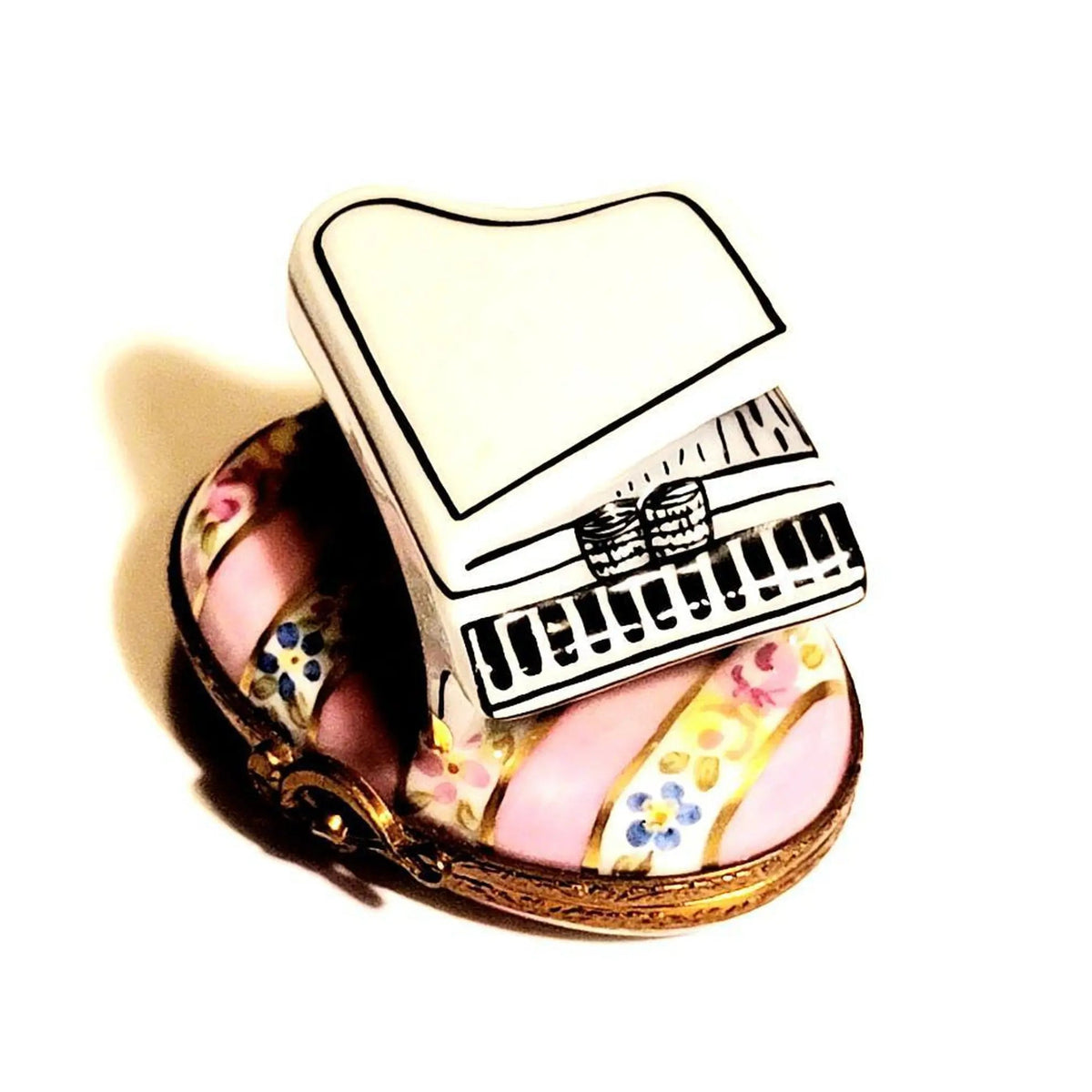 Authentic White Piano on Pink Limoges box, hand-painted in France, from Limoges Boutique