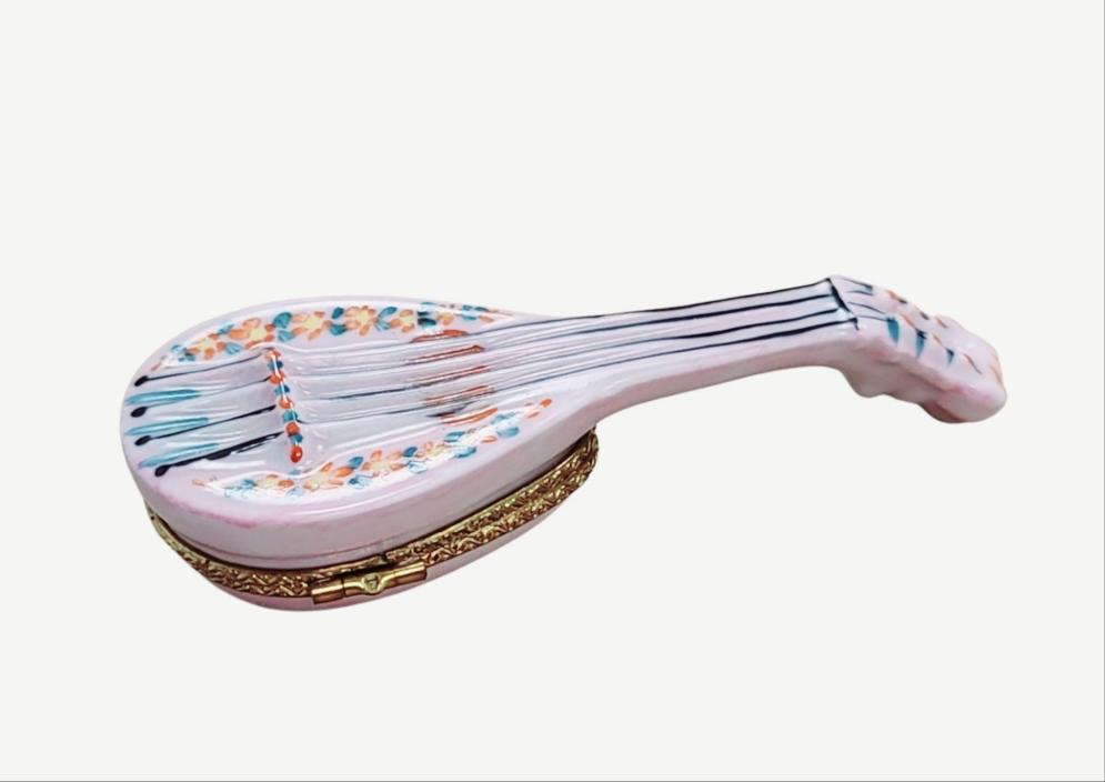 White Mandolin Instrument Limoges Box Figurine Gift, view 3