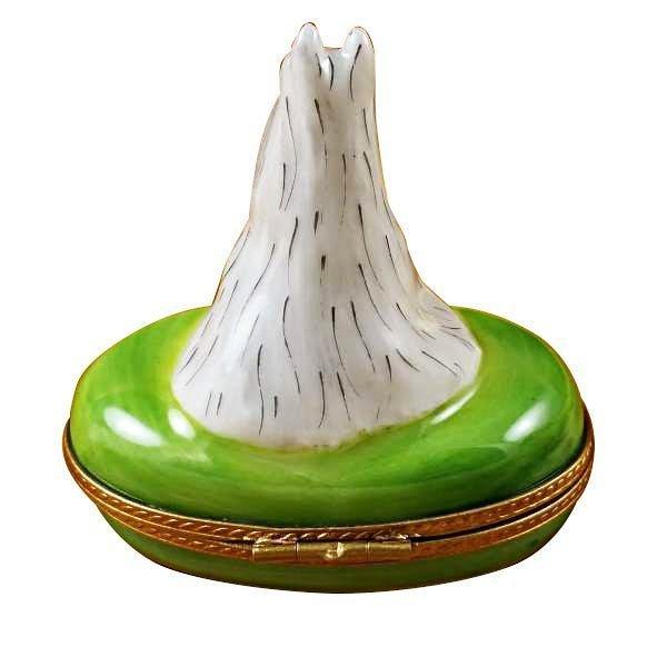 Artisan-painted White Schnauzer Limoges box from France, a cherished collectible