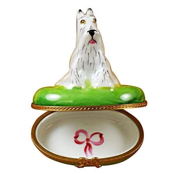 The painter's artistry shows on this White Schnauzer Limoges box