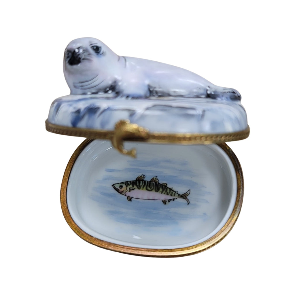 White Sea Lion Limoges Box for Collectors, view 2