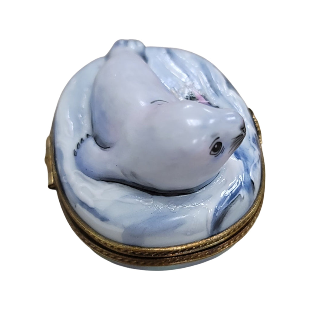 White Sea Lion Limoges Box for Collectors, view 4