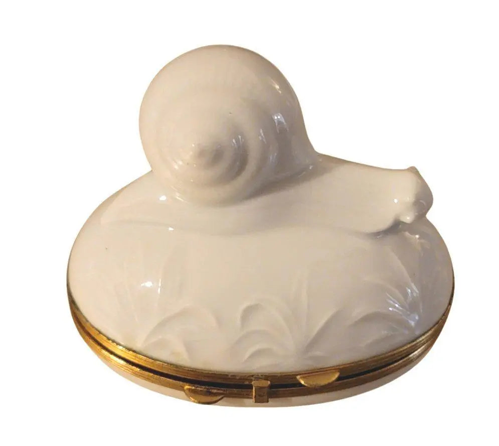 Authentic White Snail Chamart Limoges box, hand-painted in France, from Limoges Boutique