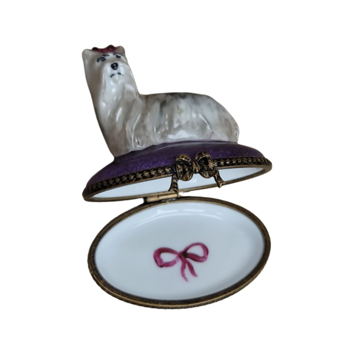 White Yorkshire Terrier Limoges Box for Dog Lovers, view 2