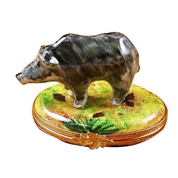 Wild Boar Pig Limoges Box for Collectors, a hand-painted Limoges porcelain gift