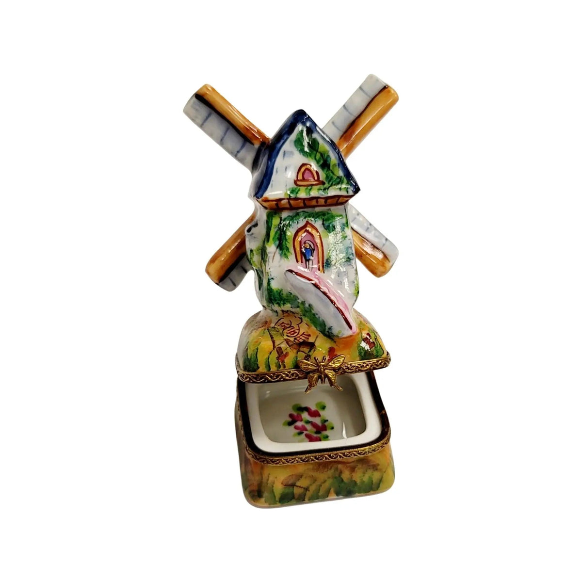 Windmill on Grass Limoges Box Figurine, view 2