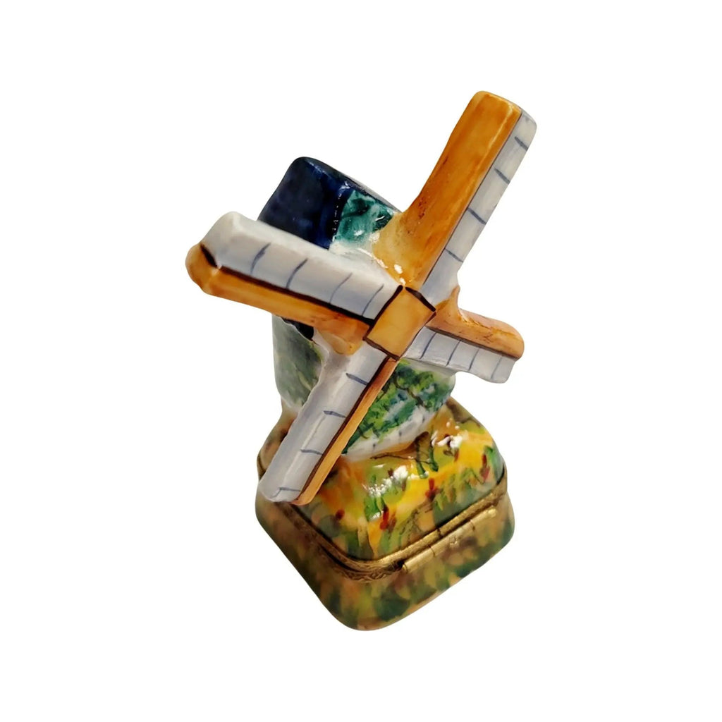 Windmill on Grass Limoges Box Figurine, view 3