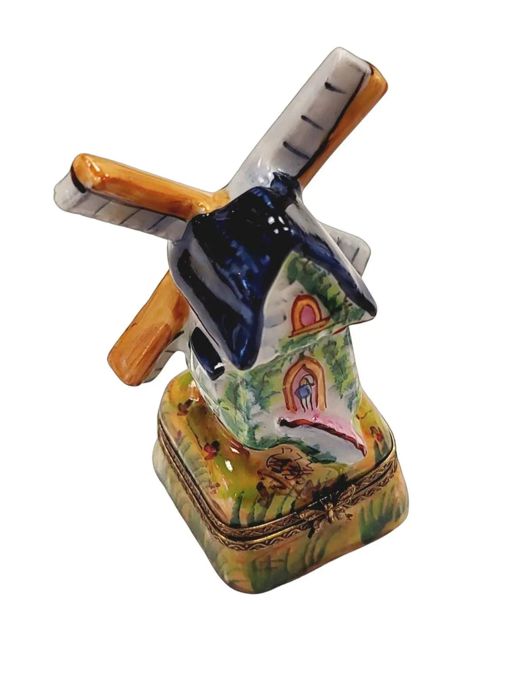 Windmill on Grass Limoges Box Figurine, view 7