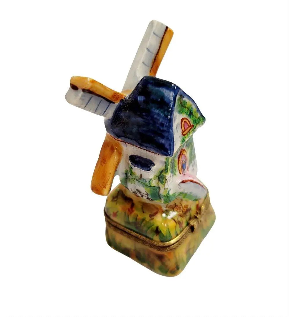 Windmill on Grass Limoges Box Figurine, view 4