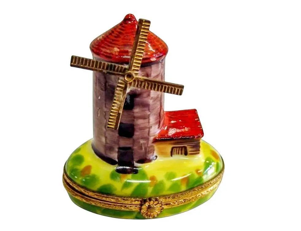 Windmill on Grass Artoria Limoges Box, a hand-painted Limoges porcelain gift