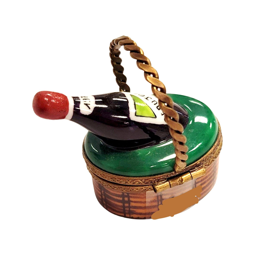 Wine Bottle in Basket Limoges Box, view 3
